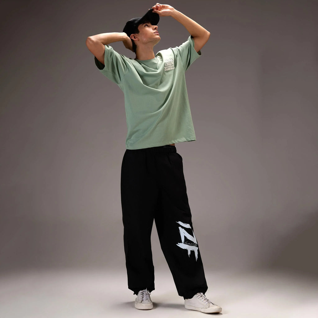 " Never ending Madness " Green Oversize T-shirt For Men - I Z F