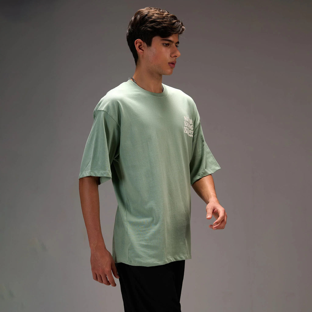 " Never ending Madness " Green Oversize T-shirt For Men - I Z F