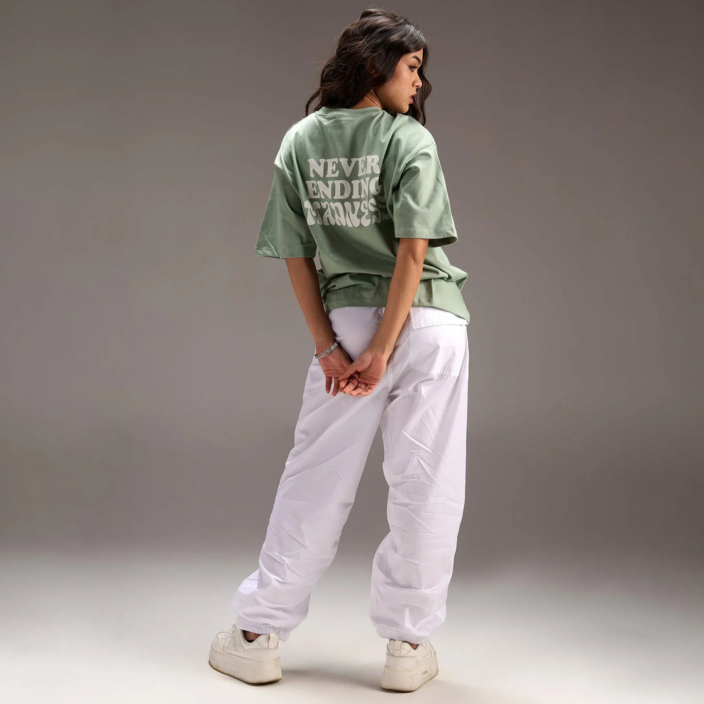 " Never ending Madness " Green Oversize T-shirt For Women - I Z F