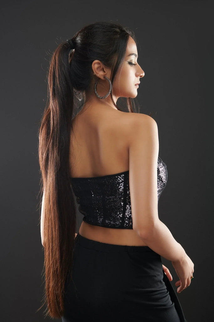 Off - Shouldered Sequin Corset Top - I Z F