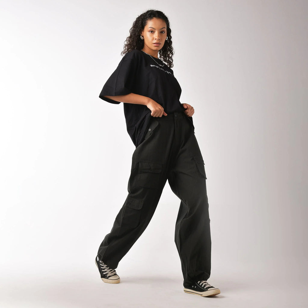 Olive baggy fit cargo pant with belt - I Z F