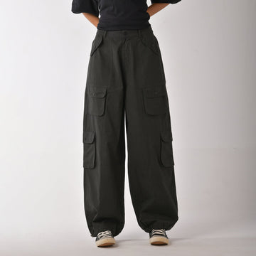 Olive baggy fit cargo pant with belt - I Z F