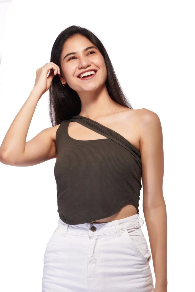 One - Shoulder Knit Top - I Z F