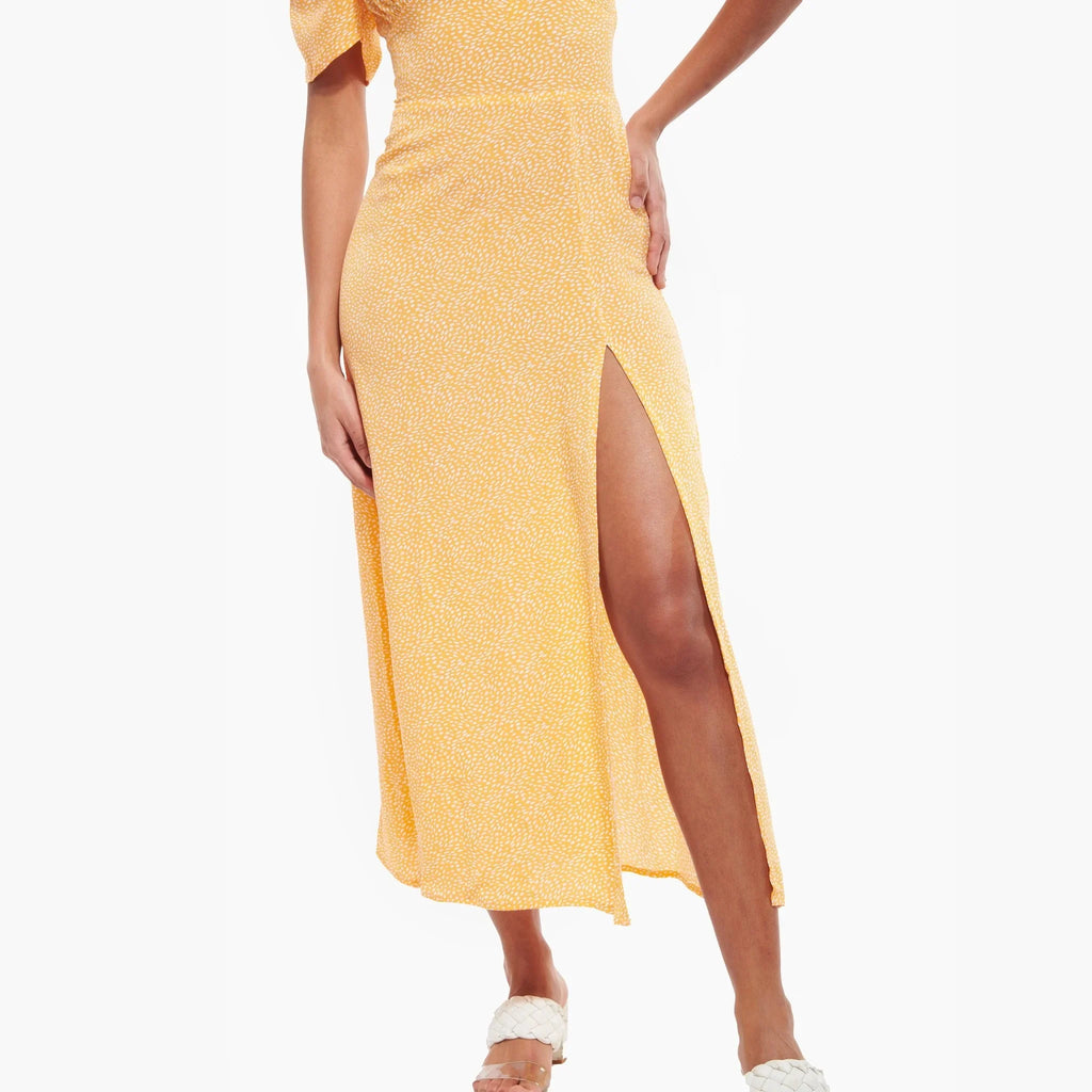Orange High Side Slit Midi Summer Dress - I Z F