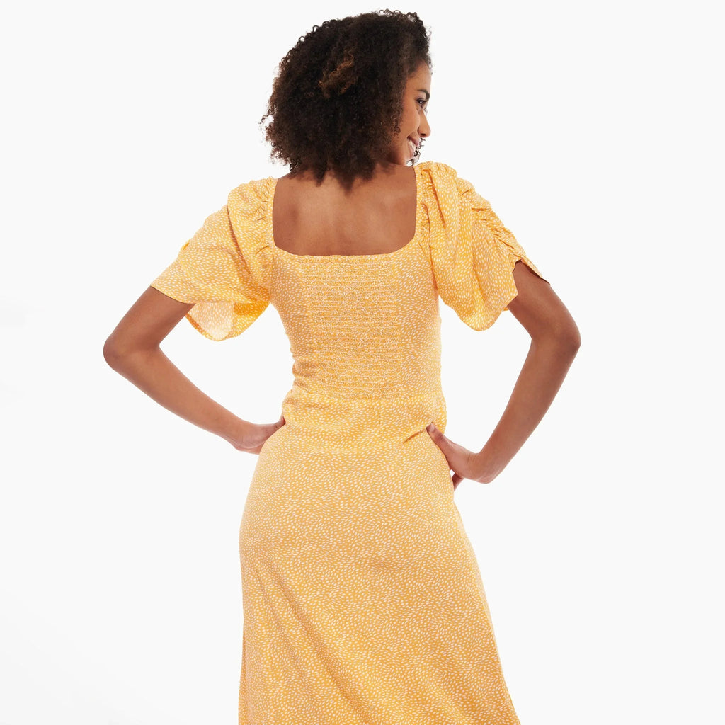 Orange High Side Slit Midi Summer Dress - I Z F