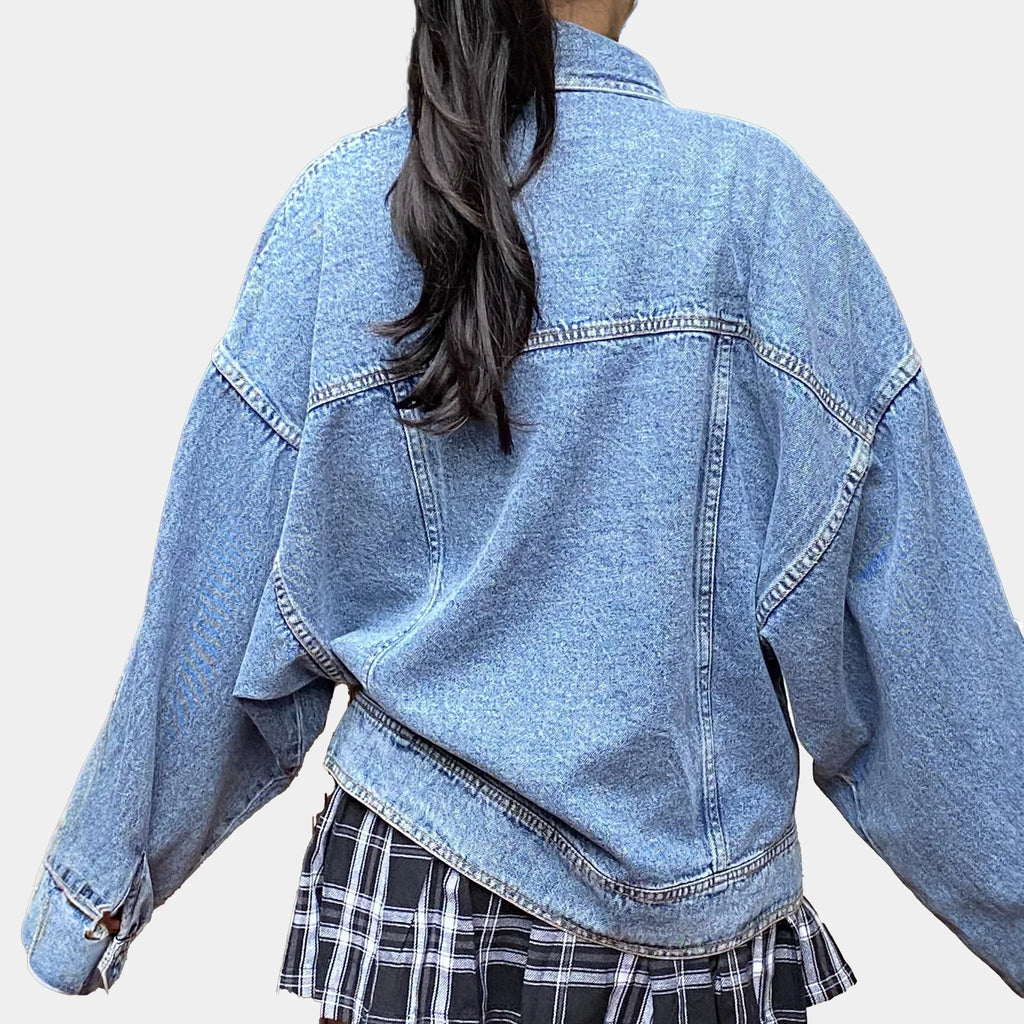 Oversized Batwing Denim Jacket - I Z F
