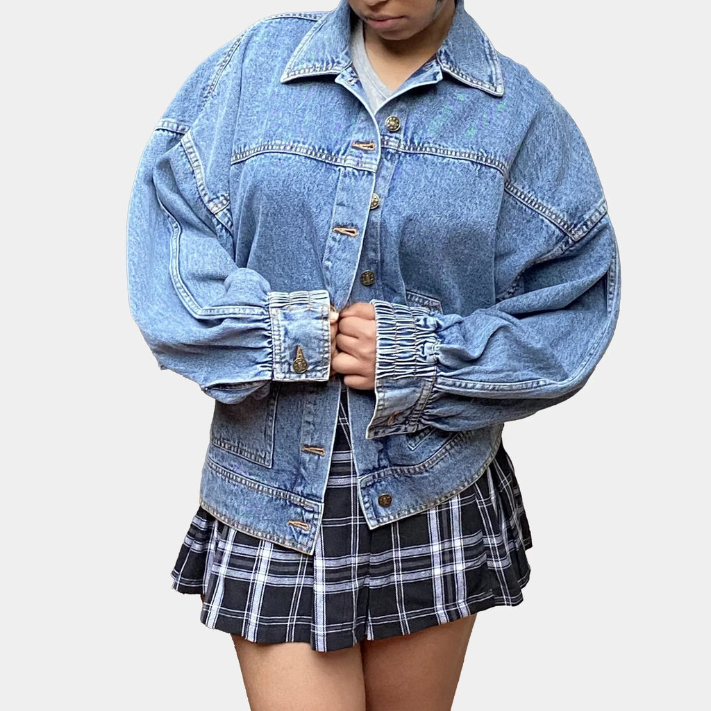 Oversized Batwing Denim Jacket - I Z F