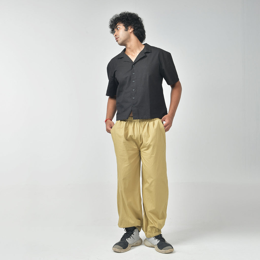 Oversized Parachute Pants in Khaki - I Z F