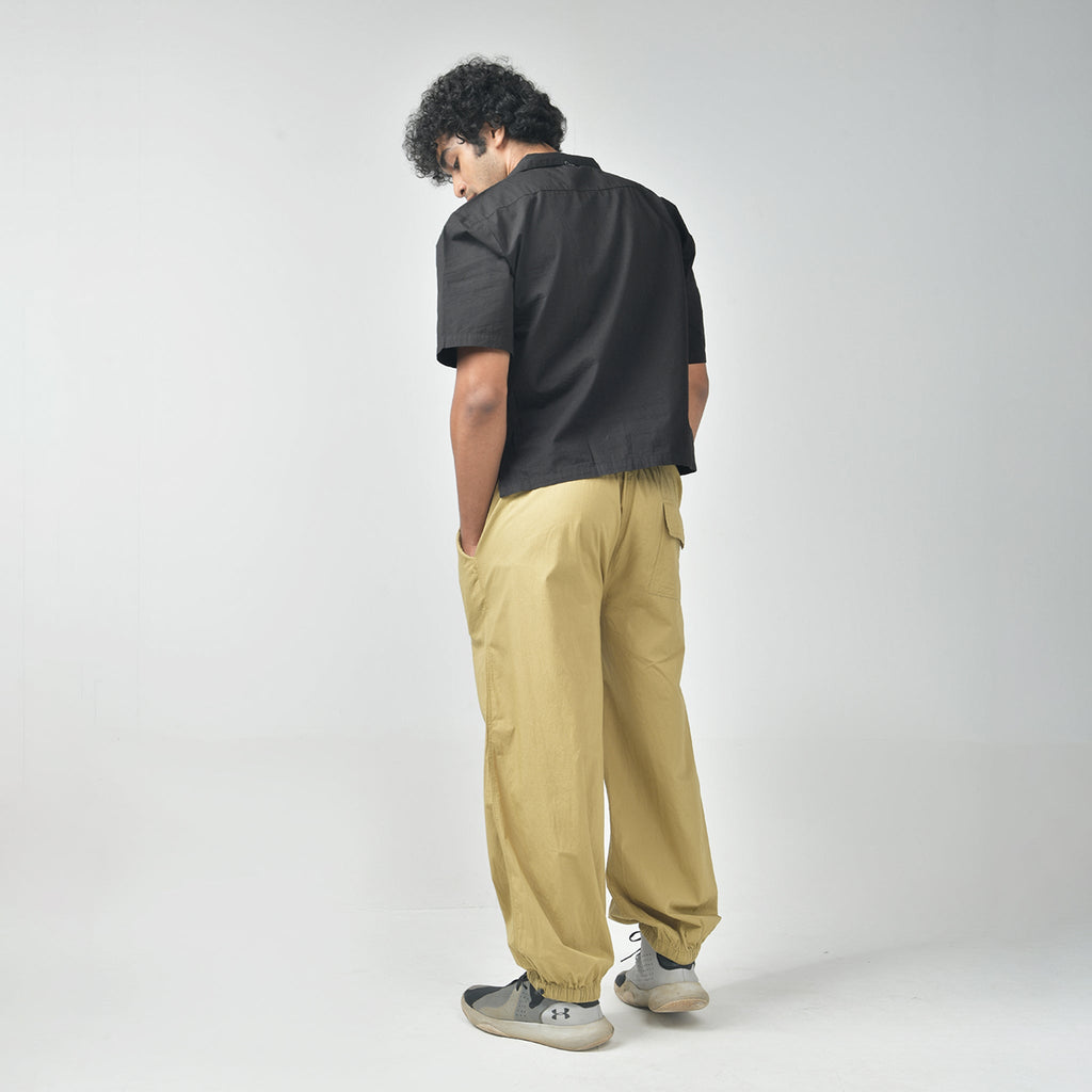 Oversized Parachute Pants in Khaki - I Z F