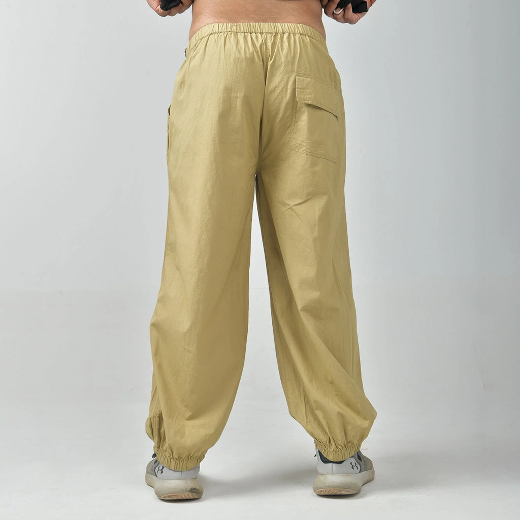 Oversized Parachute Pants in Khaki - I Z F