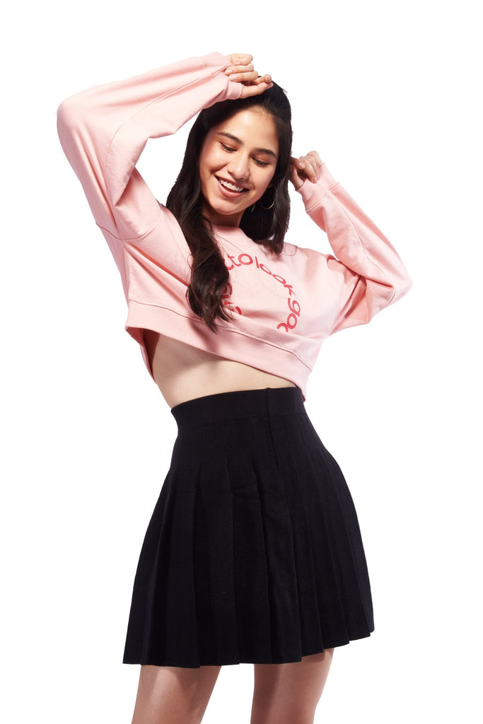 Pink Crop Oversized Sweatshirt - I Z F