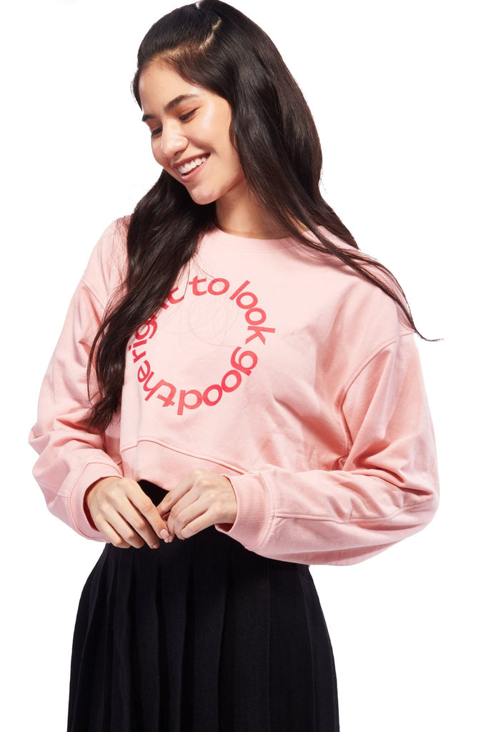 Pink Crop Oversized Sweatshirt - I Z F