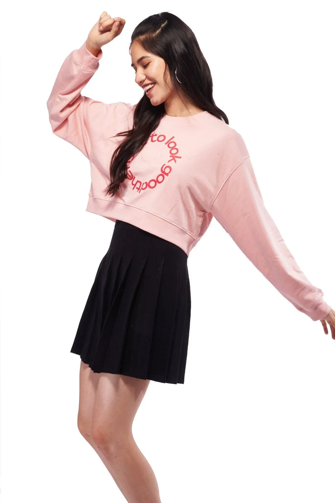 Pink Crop Oversized Sweatshirt - I Z F