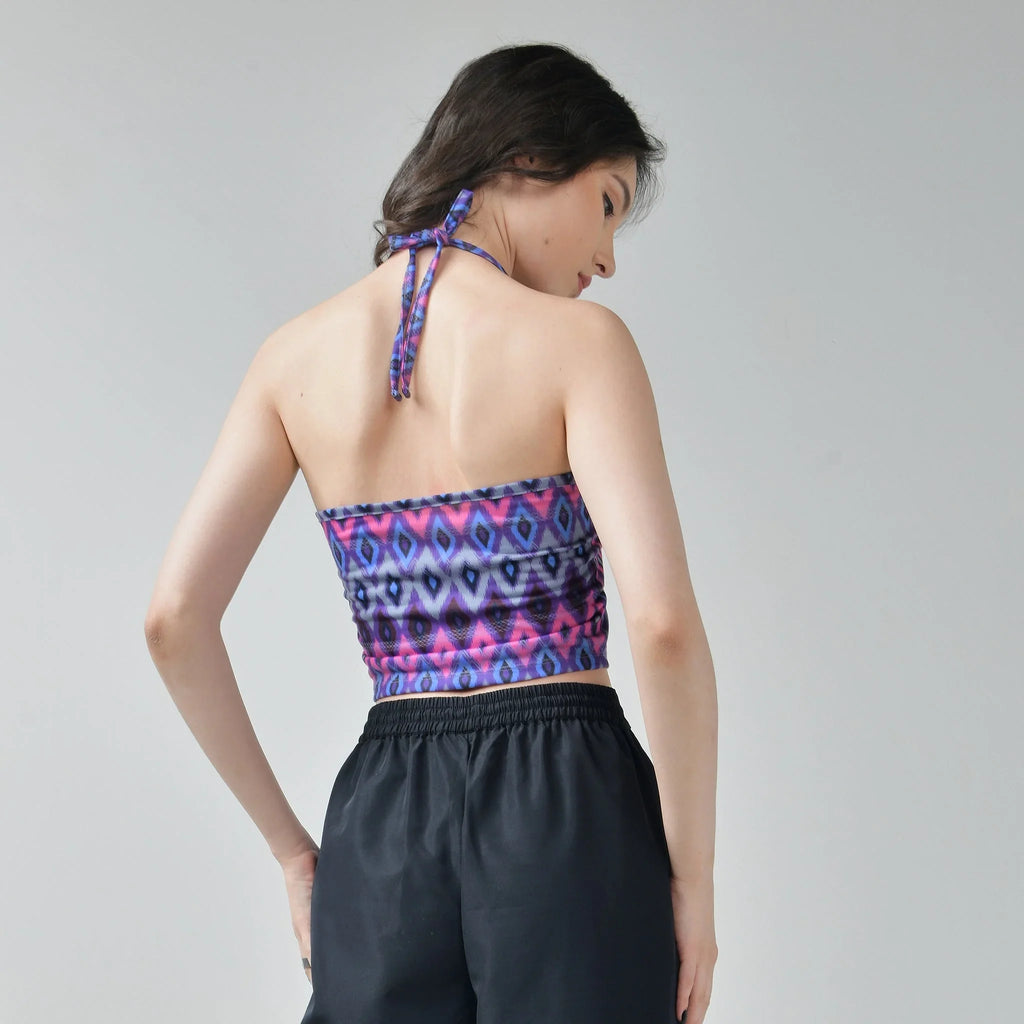 Pink Halter Top & Black Air Parachute Pants Set - I Z F