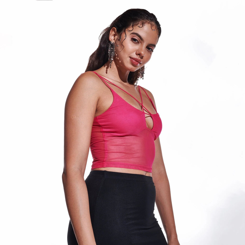 Pink Mesh Tank Top - I Z F