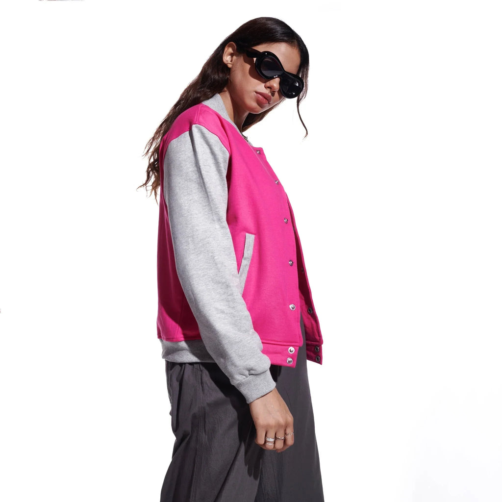 Pink Unisex Varsity Jacket - I Z F