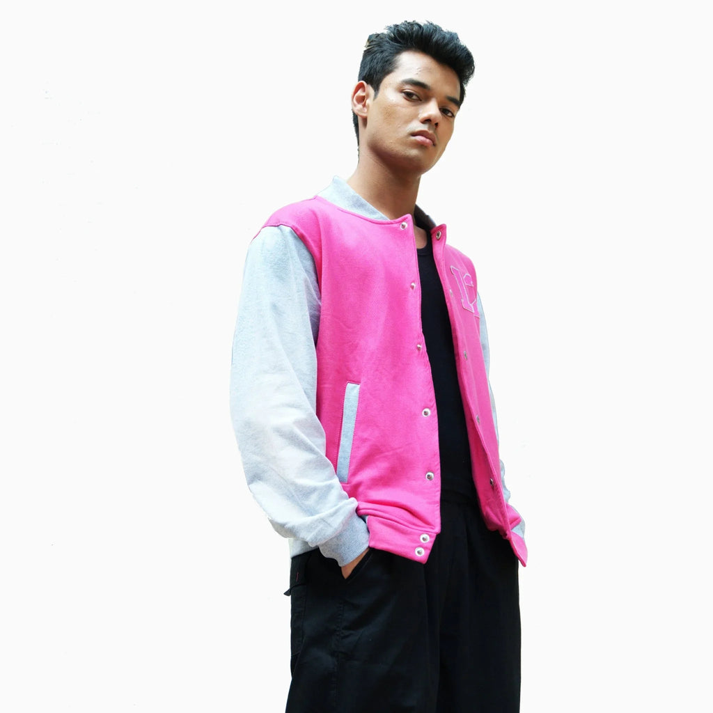 Pink Unisex Varsity Jacket - I Z F