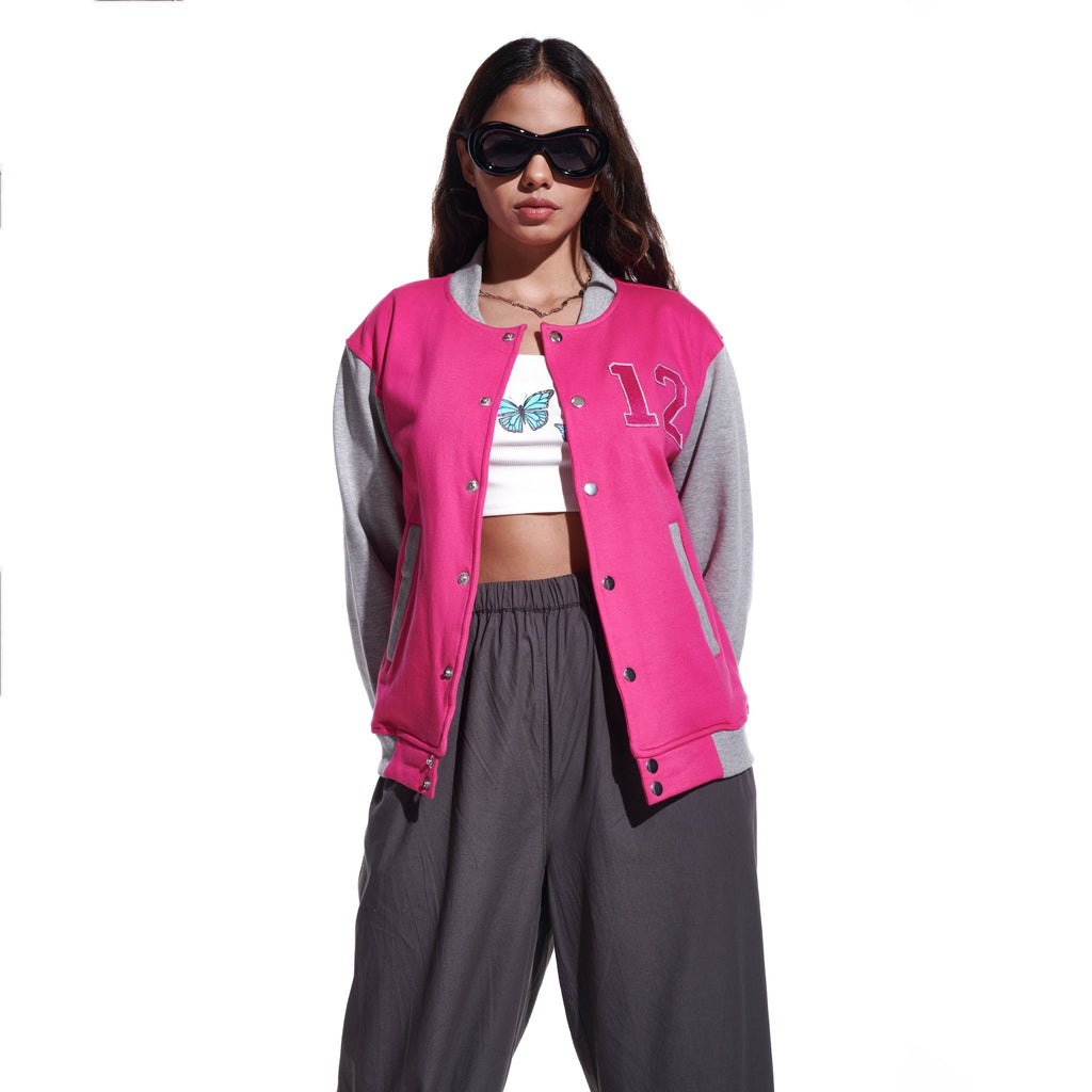 Pink Unisex Varsity Jacket - I Z F