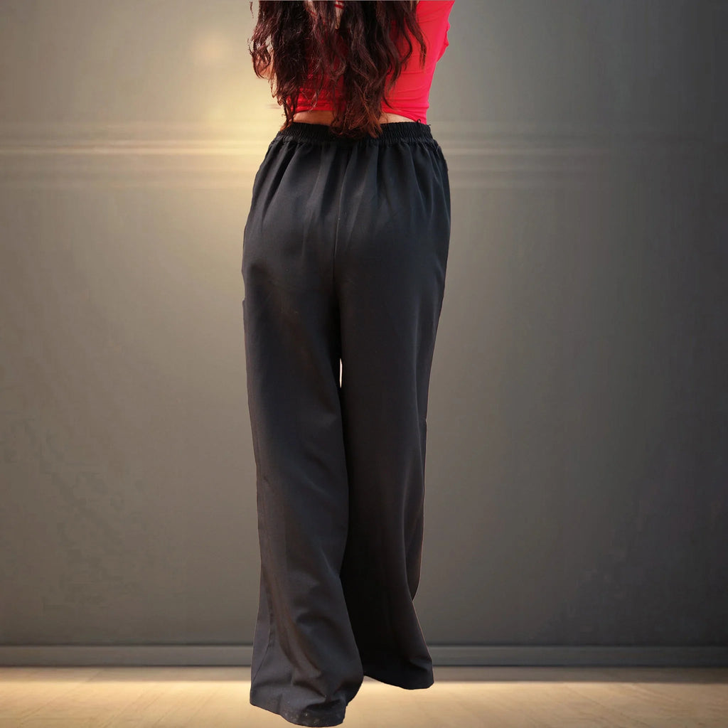 Pleated Korean Baggy Pants for Women - Black - I Z F