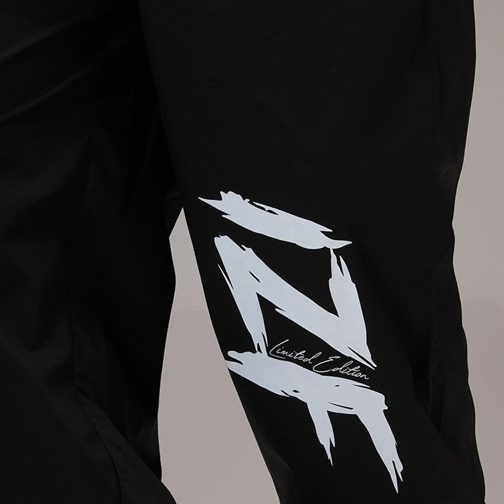 Printed "Limited edition" Parachute Pants for Men in Black - I Z F