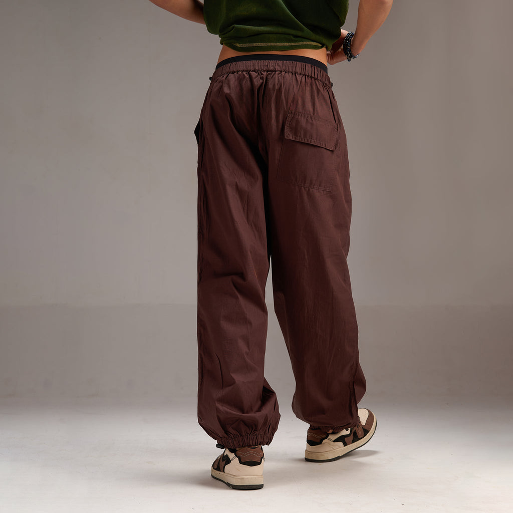 Printed "Limited edition" Parachute Pants for Men in Brown - I Z F