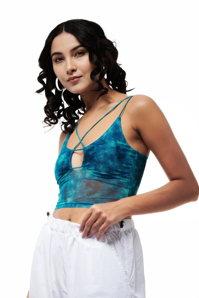 Printed Mesh Tank Top - I Z F