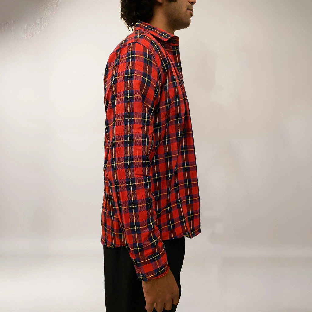 Red checks cotton relaxed fit shirt - I Z F