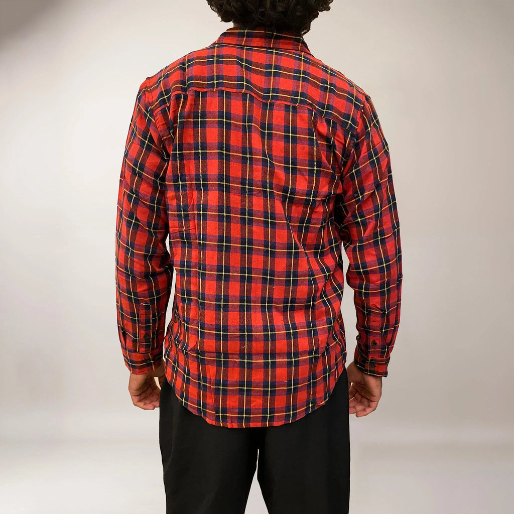 Red checks cotton relaxed fit shirt - I Z F
