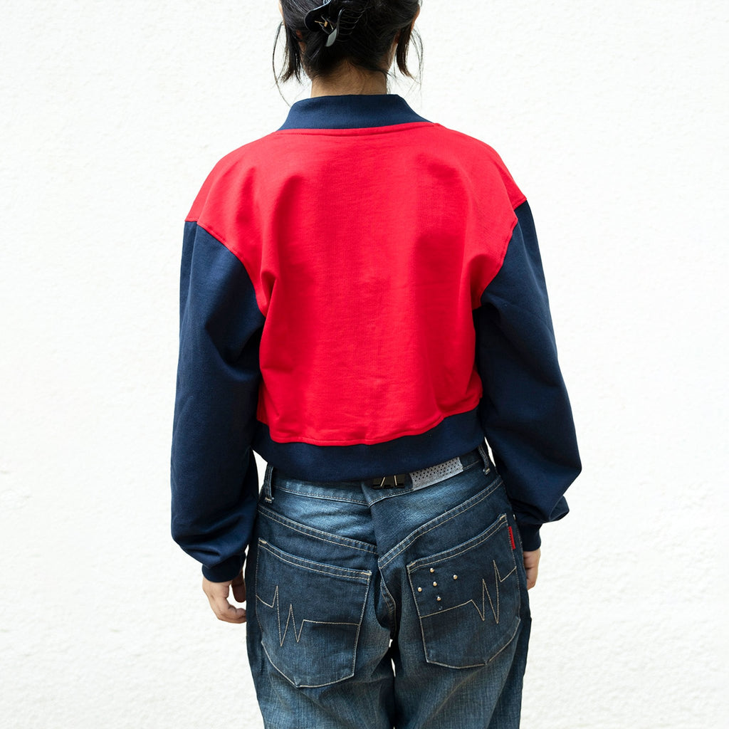 Red Crop Varsity Jacket - I Z F