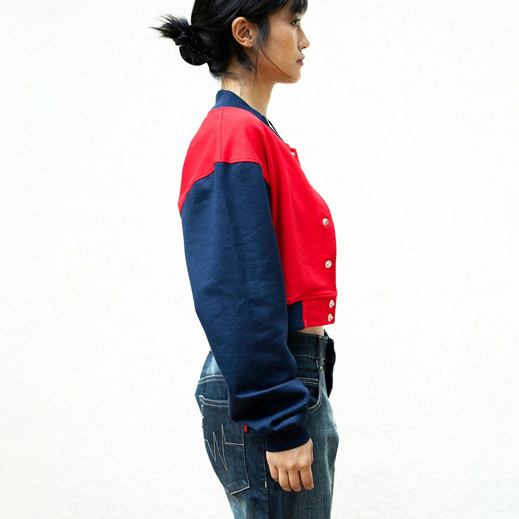 Red Crop Varsity Jacket - I Z F