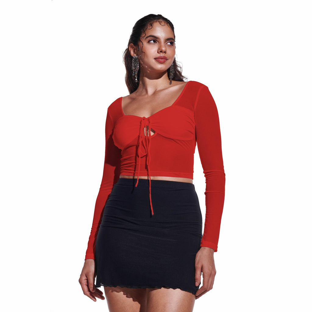 Red Cross - over Long Sleeve Mesh Top - I Z F