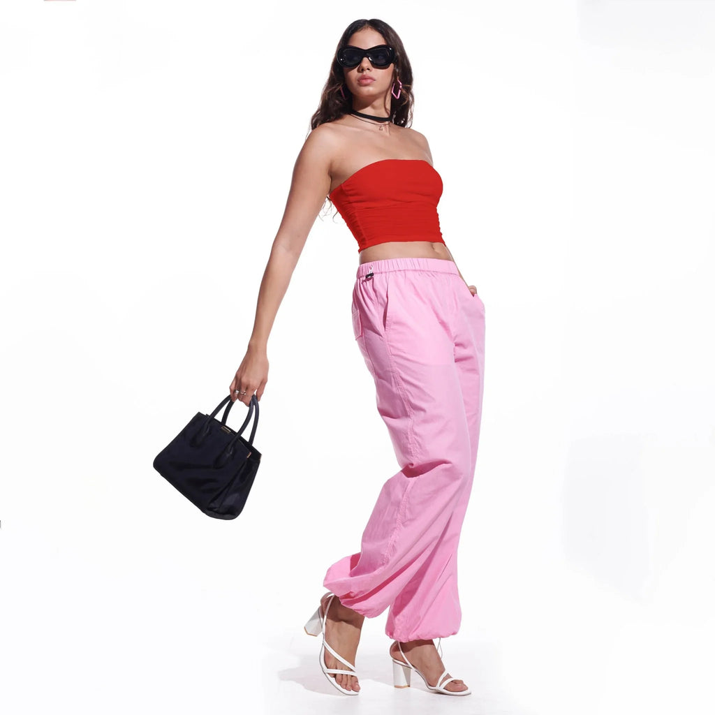 Red Mesh Tube Top - I Z F