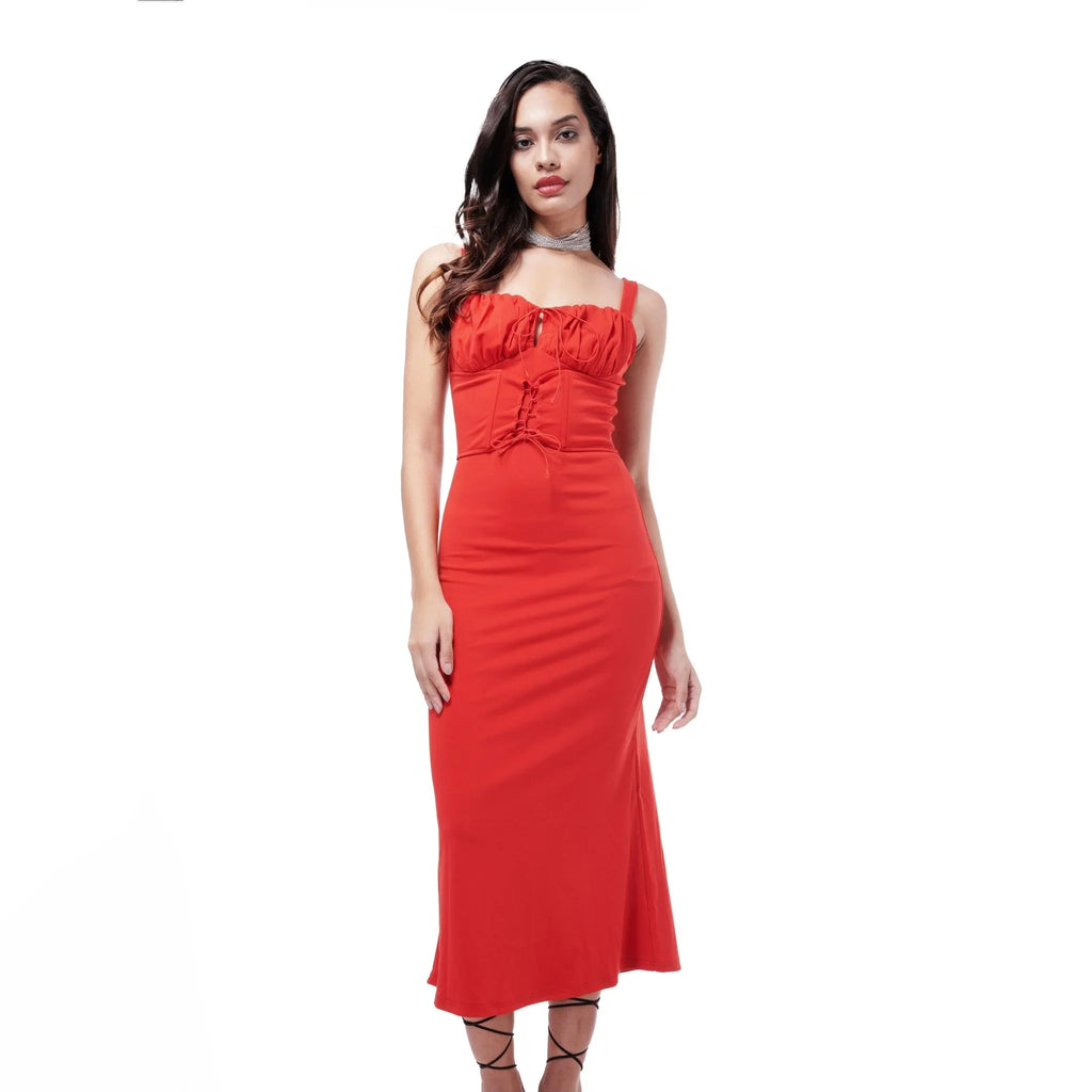 Red Midi Party Dress - I Z F