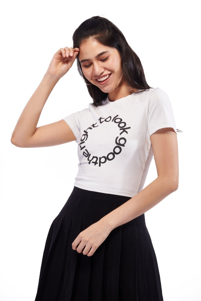 Right To Look Good Graphic Crop Tee - I Z F