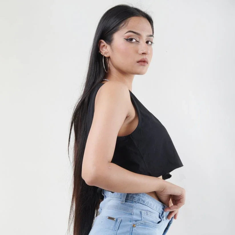 Ripped and Safety Pin Crop Tee - I Z F