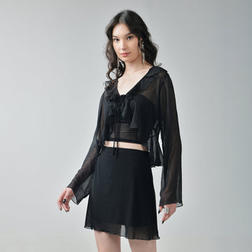 Ruffle Shrug with Tube Top & Mesh Skirt - I Z F