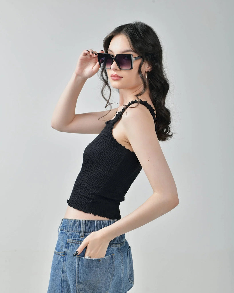 Ruffle super - stretch crop top - I Z F