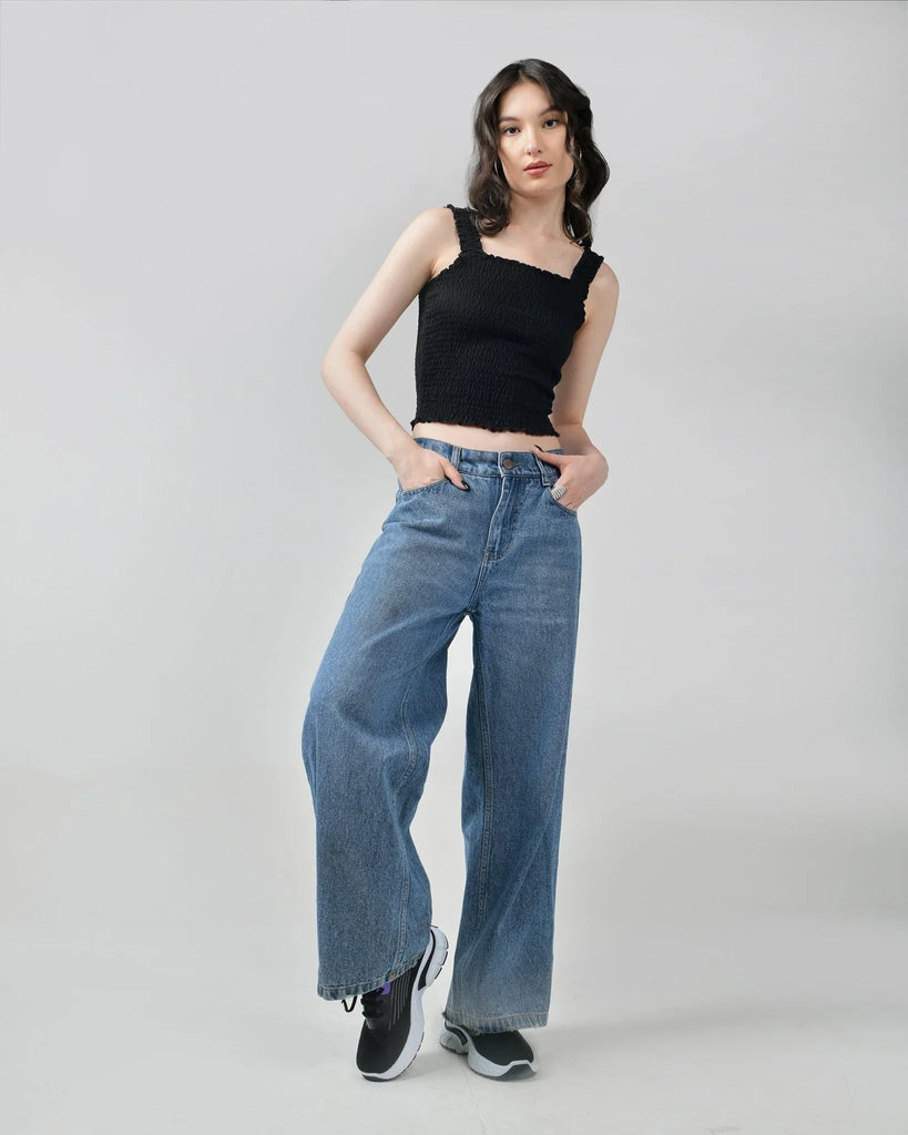 Ruffle super - stretch crop top - I Z F