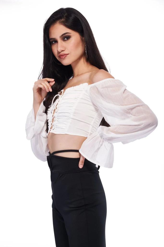 Satin Corset Top - White - I Z F