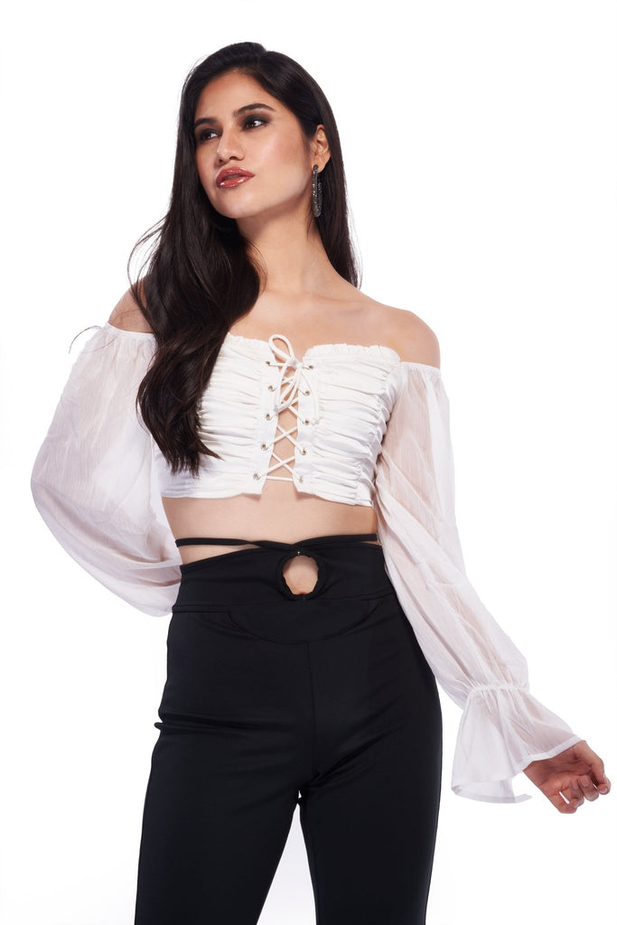 Satin Corset Top - White - I Z F