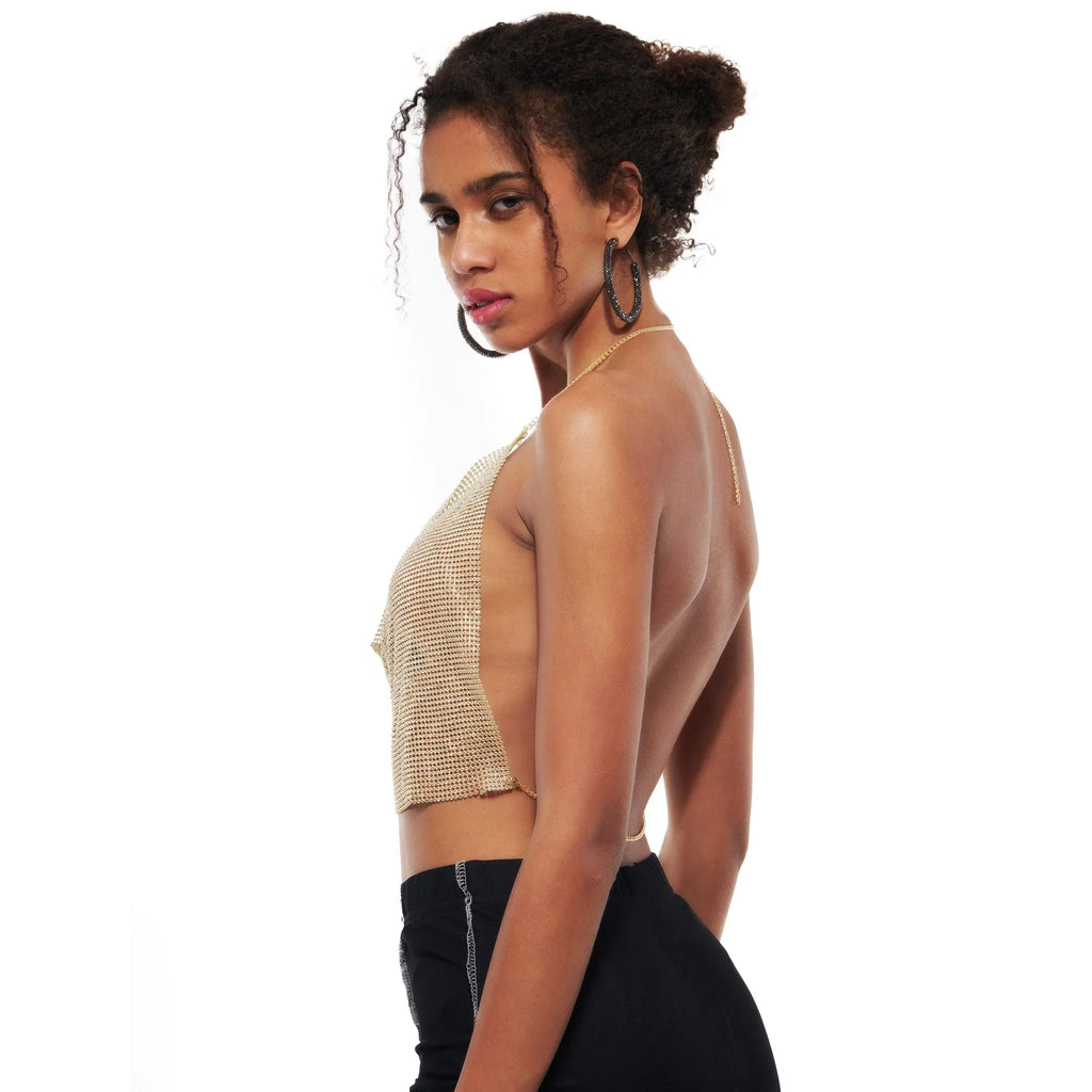 Stardust Rhinestone Gold Top - I Z F