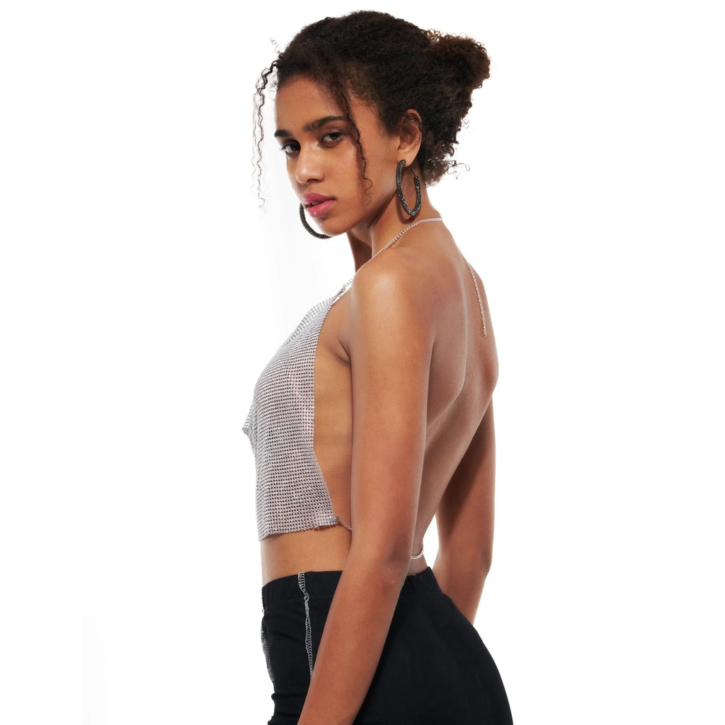 Stardust Rhinestone Silver Top - I Z F
