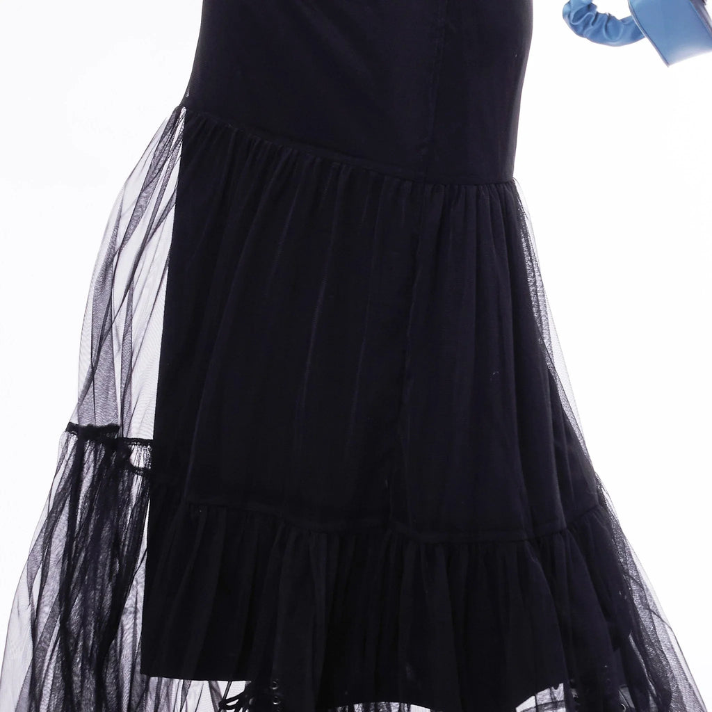 Tier Black Mesh Maxi Skirt - I Z F