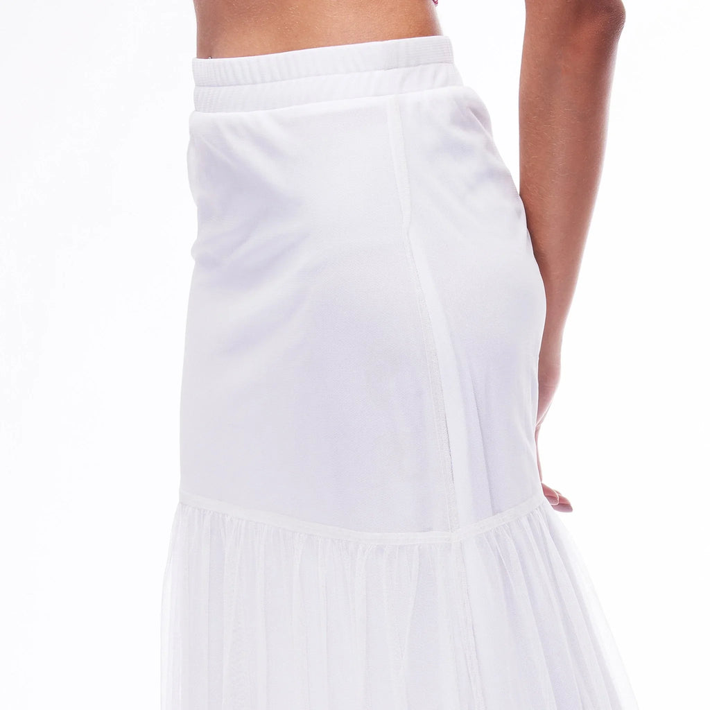 Tier White Mesh Maxi Skirt - I Z F