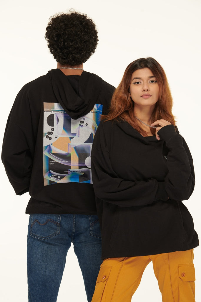 Unisex Black Oversized Hoodie - I Z F