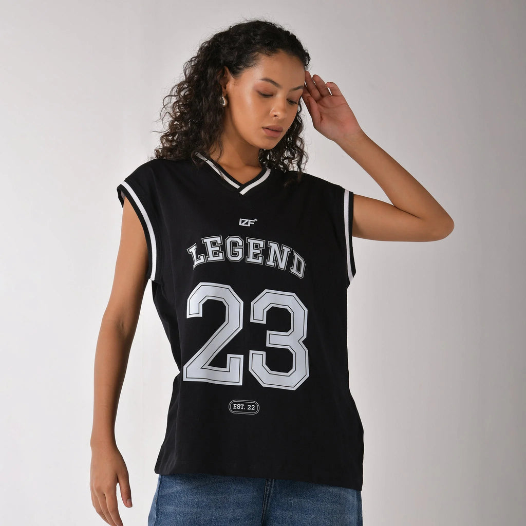 Unisex Oversized Graphic Printed & Acid Wash Vest - I Z F