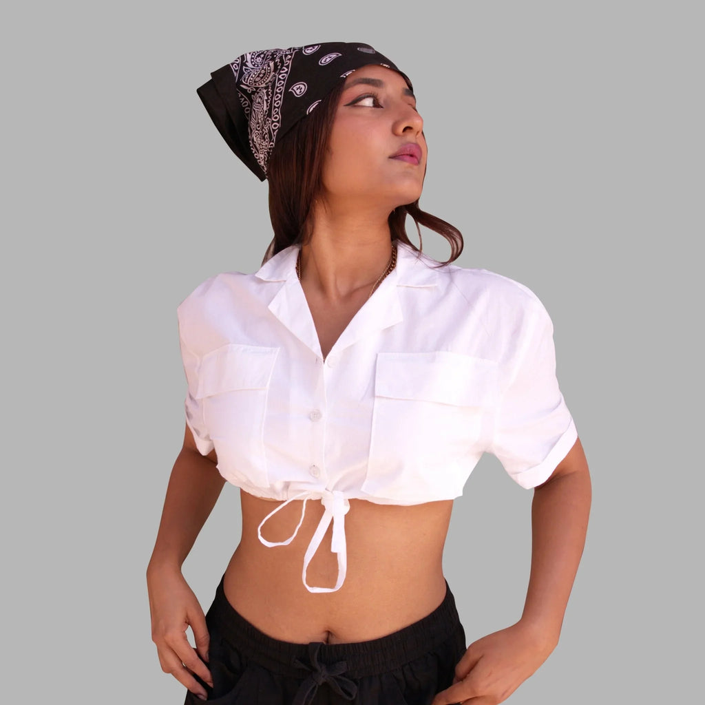 White Crop Shirt - I Z F