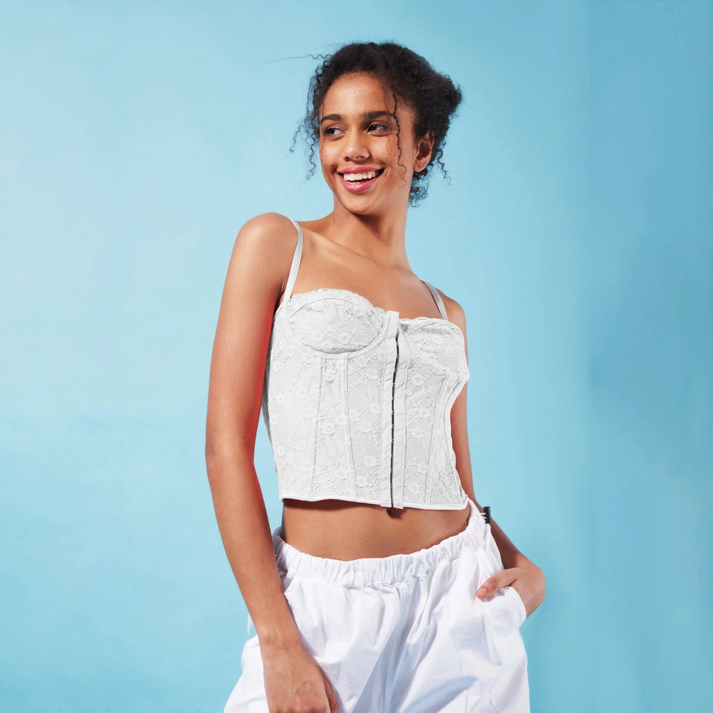 White Lace Corset Top - I Z F