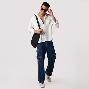 White Linen Shirt - Regular Fit - I Z F