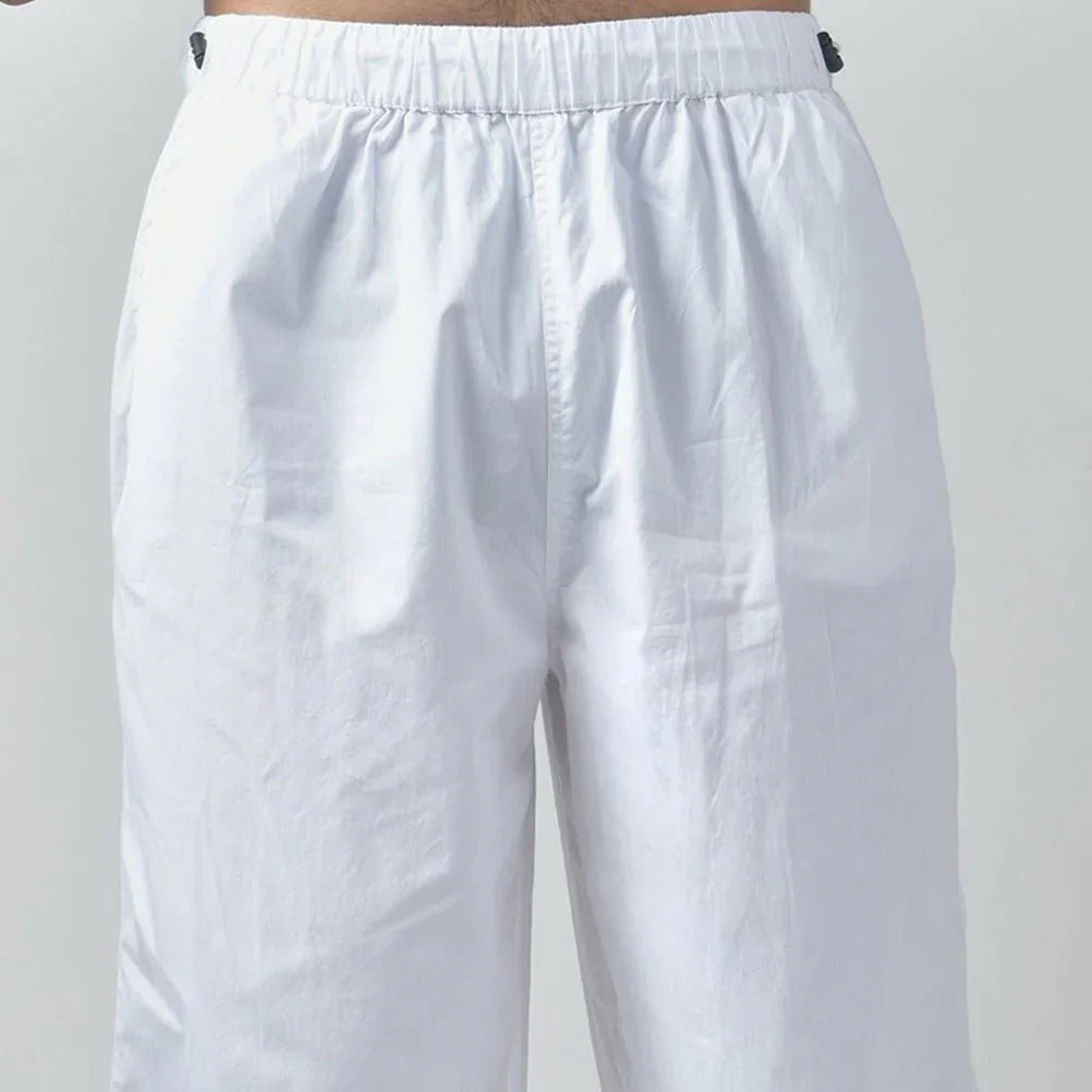 White Parachute pants & Black Textured knit top Set - I Z F